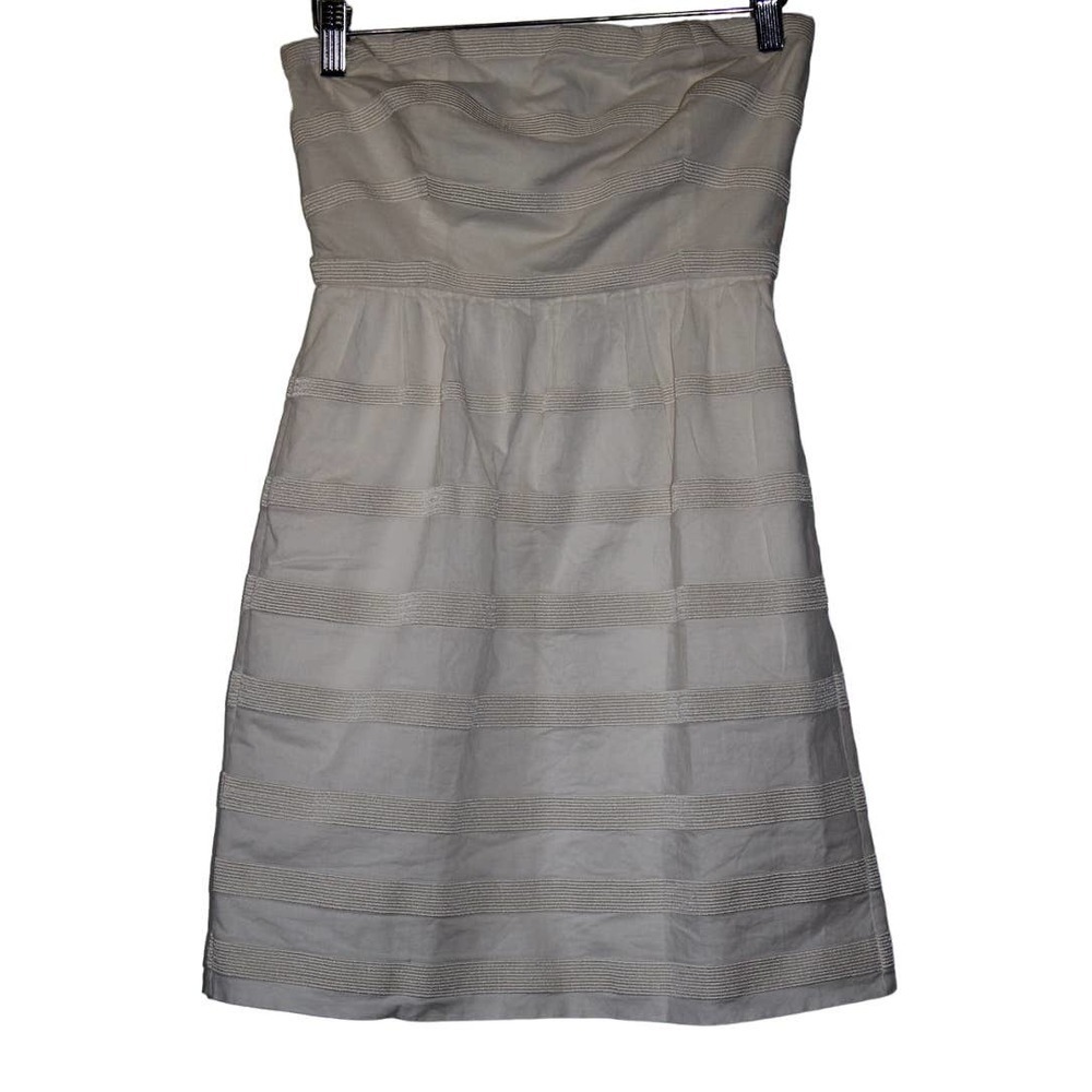 Womens J. Crew Ginny Rugby Lined Dress 39179 Cream Cotton Strapless Dress Size 0